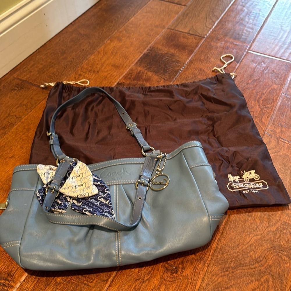 Blue leather Coach purse